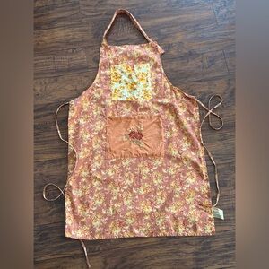 Vintage April Cornell Floral Cooking Baking Apron in Pink Orange and Yellow